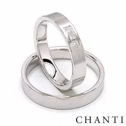 Vigselsringar i 14  karat vitguld 0,06 ct - set