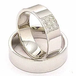 vigselsringar i 14  karat vitguld 9 x 0,149 ct - set