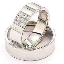 vigselsringar i 14  karat vitguld 9 x 0,149 ct - set