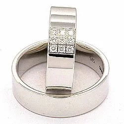 vigselsringar i 14  karat vitguld 9 x 0,149 ct - set