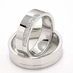 vigselsringar i 14  karat vitguld 9 x 0,015 ct - set