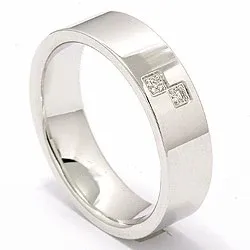 vigselsring i 14  karat vitguld 2 x 0,015 ct
