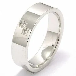 vigselsring i 14  karat vitguld 2 x 0,015 ct