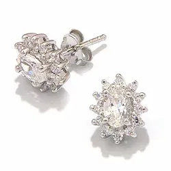 rosett örhängen i silver med rhodinerat silver