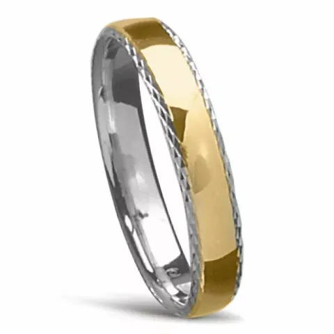 tvåfärgad vigselsring i 14  karat guld- och vitguld