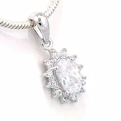 Rosett hängen i rhodinerat silver