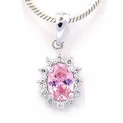 Rosett hängen i rhodinerat silver