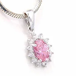 Rosett hängen i rhodinerat silver