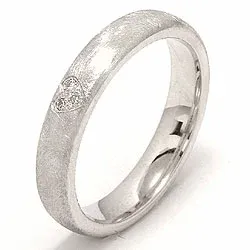 Strukturerad hjärta vigselsring i 14  karat vitguld 0,030 ct