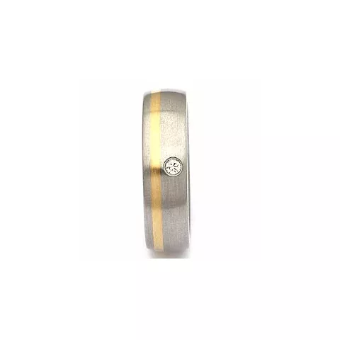 Vigselsring i 14  karat stål- och gul guld 0,035 ct
