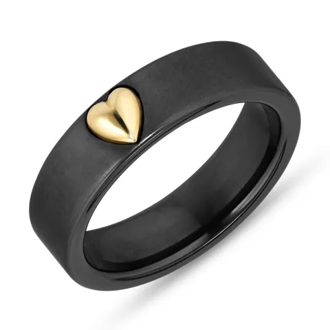Vigselsring i svart stål och guld