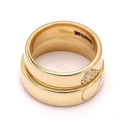 Speciella hjärta vigselsringar i 14  karat guld 0,101 ct - set