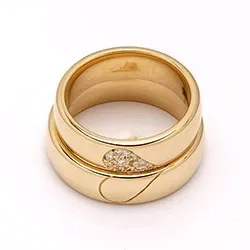 Speciella hjärta vigselsringar i 14  karat guld 0,101 ct - set