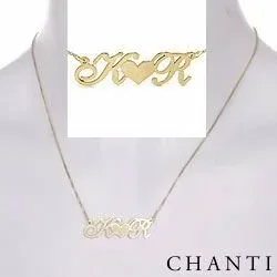 hjärta Namnhalsband med hänge i förgyllt silver