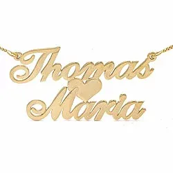 Namnhalsband med hänge i förgyllt silver