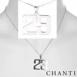 Siffra namnhalsband med hänge i silver