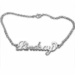 Namnfotlänk i silver med 1 facettslipad kristal