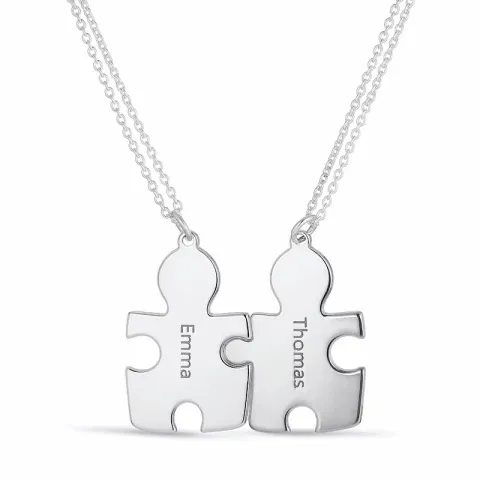 Puzzle Namnhalsband med hänge i silver