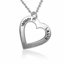 Hjärta Namnhalsband med hänge i silver