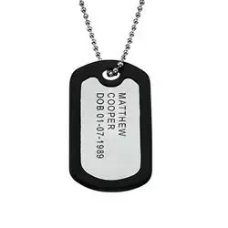 Dogtag namnhalsband med hänge i aluminium