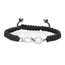 Armband med namn i bomull och silver