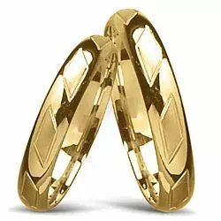 Mönster vigselsringar i 14  karat guld - set