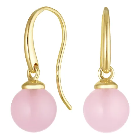 örhängen i 9 karat guld med rosa krystal