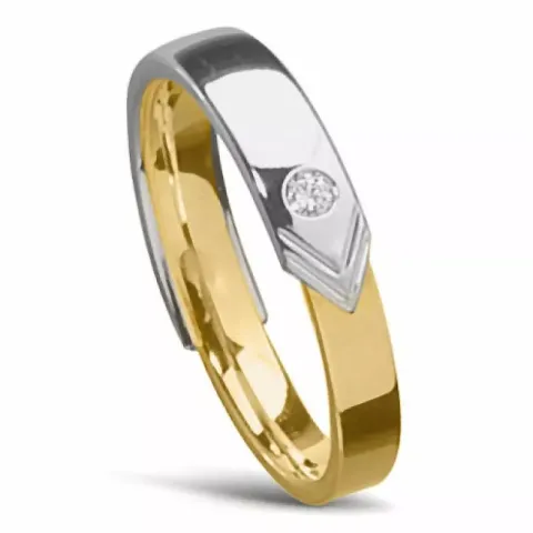 Tvåfärgad Damring i 14  karat guld- och vitguld 0,03 ct