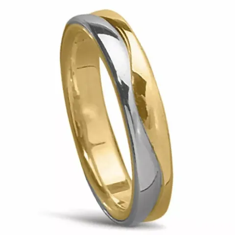 Tvåfärgad blank vigselsring i 14  karat guld- och vitguld