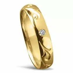 Damring i 14  karat guld 0,025 ct