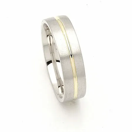 Vigselsring i silver och 14 karat guld
