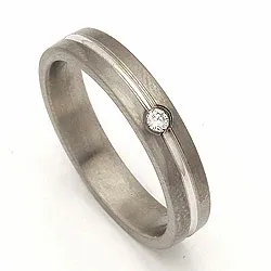 Vigselsring i 14  karat titan och vitguld 0,040 ct