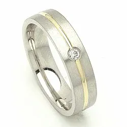 Vigselsring i silver och 14 karat guld 0,040 ct