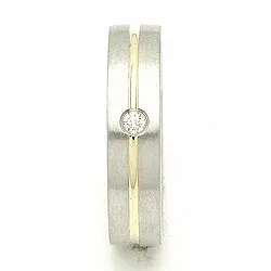 Vigselsring i silver och 14 karat guld 0,040 ct