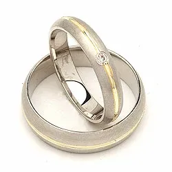 Vigselsringar i 14  karat silver och 14 karat guld 0,030 ct