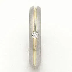 Vigselsring i 14  karat silver och 14 karat guld 0,030 ct