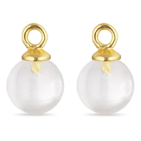 8 mm klar kvarts hängen till örhängen i förgyllt silver - Mix & Match