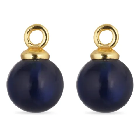 8 mm syntetisk blå safir hängen till örhängen i förgyllt silver - Mix & Match