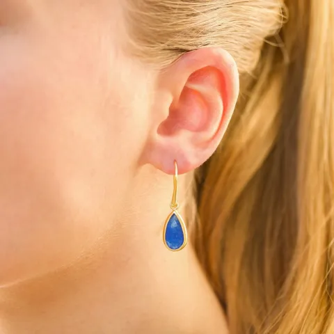 droppe lapis lazuli örhängen i förgyllt silver