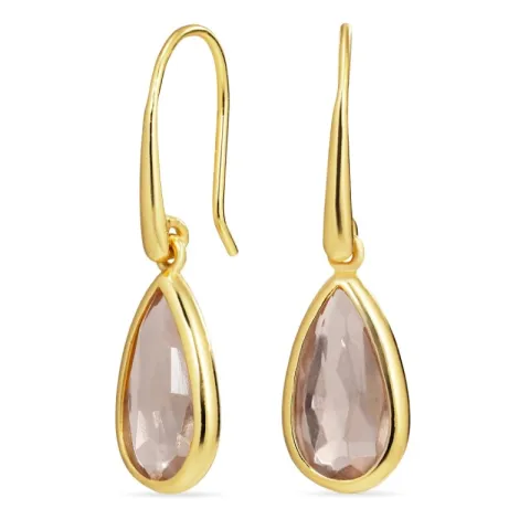 Kollektionsprov droppe rosa morganit örhängen med fel i förgyllt silver