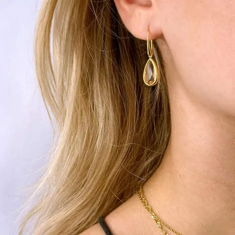 Kollektionsprov droppe rosa morganit örhängen med fel i förgyllt silver