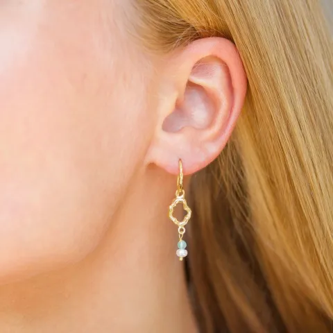 blå jadesten örhängen i förgyllt silver - Loom Stones