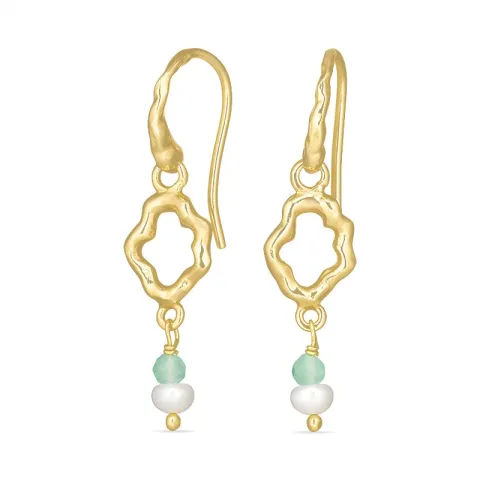 blå jadesten örhängen i förgyllt silver - Loom Stones