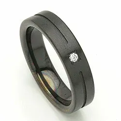 Vigselsring i svart stål 0,025 ct
