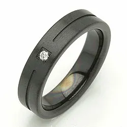 Vigselsring i svart stål 0,025 ct