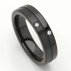 Vigselsring i svart stål 0,028 ct