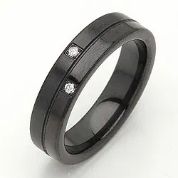 Vigselsring i svart stål 0,028 ct
