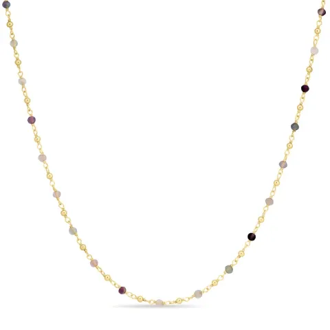 multifärgat halsband i förgyllt silver 38 + 5 cm x 2,8 mm  - Loom Stones