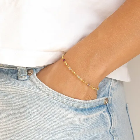 multifärgat armband i förgyllt silver - Loom Stones