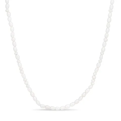 pärla halsband i förgyllt silver 38 + 5 cm x 4,5 mm
